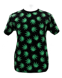 Polera Negra Hojas Cannabis