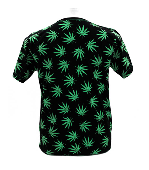Polera Negra Hojas Cannabis - Imagen 2